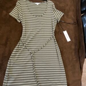 Calvin Klein Green Asymmetrical Wrap Midi Dress